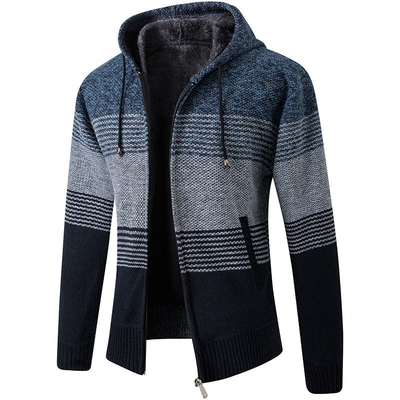 Herren Modische Strickjacke mit Kapuze und großzügigen Taschen Echoarchiv