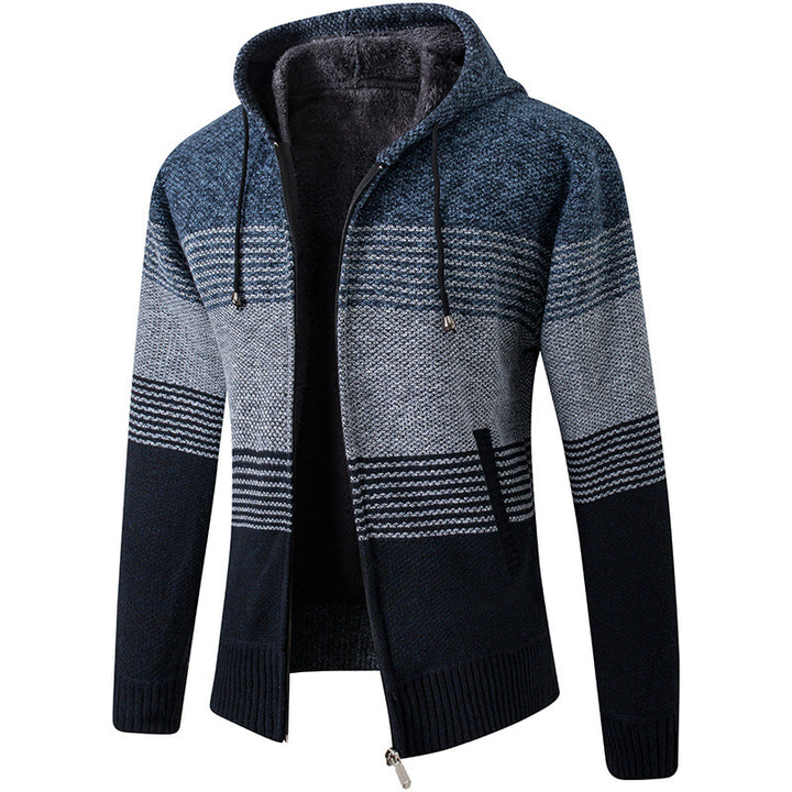 Herren Modische Strickjacke mit Kapuze und großzügigen Taschen Echoarchiv