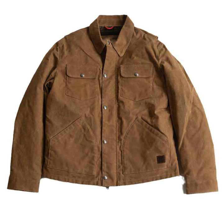 Herren Gewachste Canvas-Arbeiterjacke mit Klappentaschen und Druckknopfverschluss Echoarchiv