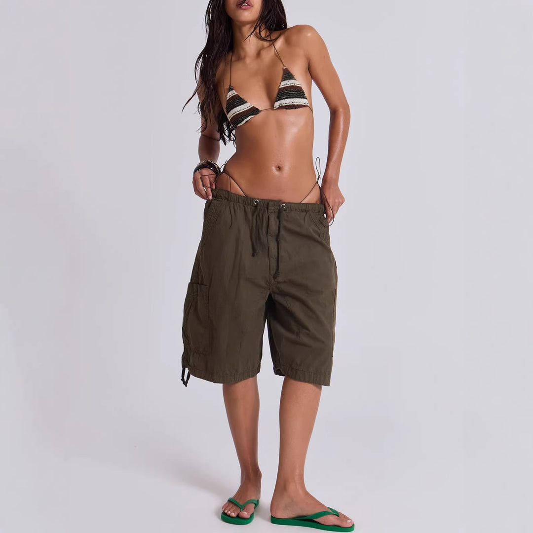 Damen lässige kurze Cargo-Shorts mit verstellbarem Bund und praktischen Taschen Echoarchiv