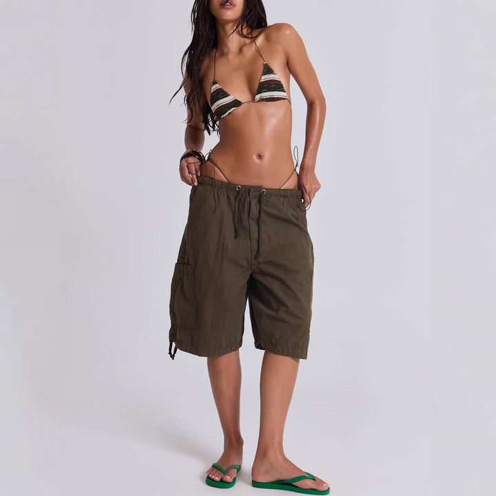 Damen lässige kurze Cargo-Shorts mit verstellbarem Bund und praktischen Taschen Echoarchiv