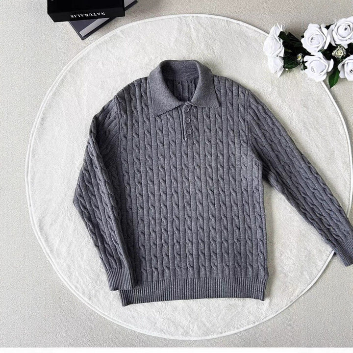 Herrenmode Strick-Polo-Shirt mit Kabelmuster Echo Archive