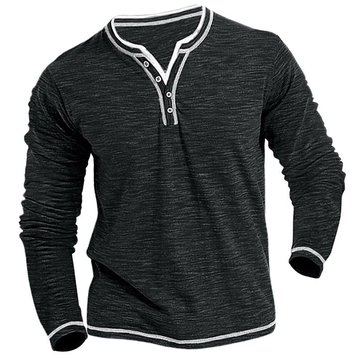 Herren Langarm Henley-Shirt mit Kontrastnähten Echoarchiv
