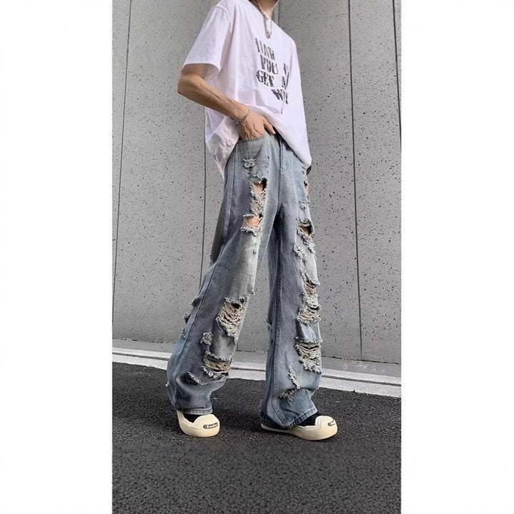 Damen Modische Destroyed Baggy-Jeans Echoarchiv