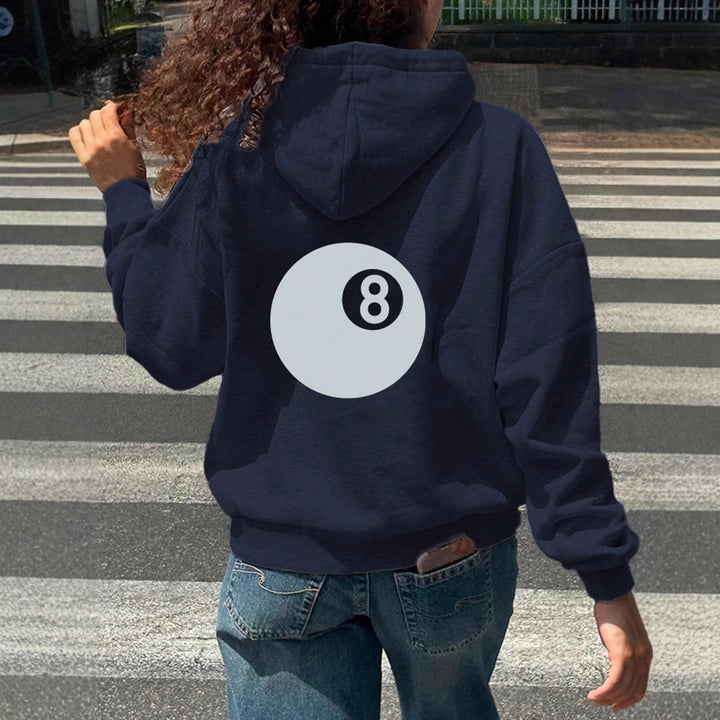 Damen Oversize-Kapuzenpullover mit Acht-Ball-Applikation – Avérine