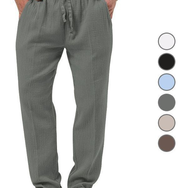 Herren nan lässige Leinen-Relaxhose mit elastischem Tunnelzugbund und praktischen Seitentaschen Echo Archiv