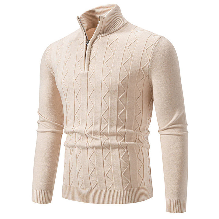 Herren eleganter Rollkragenpullover mit Zopfmuster und hohem Kragen Echoarchiv