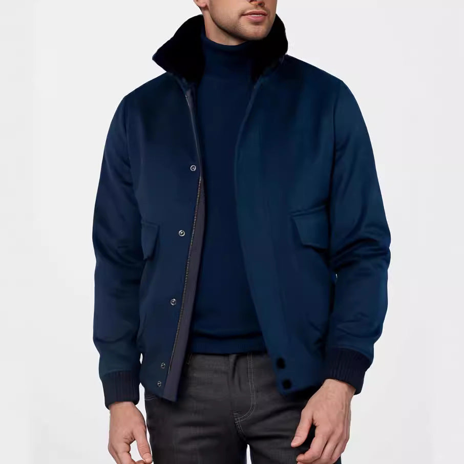 Herren stilvolle Übergangsjacke mit weichem Kragen und praktischen Eingrifftaschen Echoarchiv