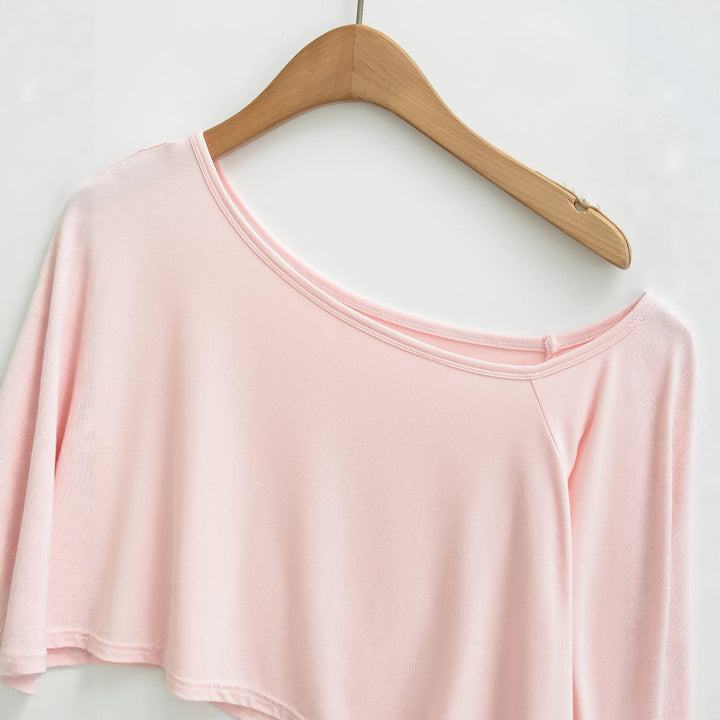 Damen Einschulter-Kurztop mit asymmetrischem Saum und Trompetenärmeln Echoarchiv
