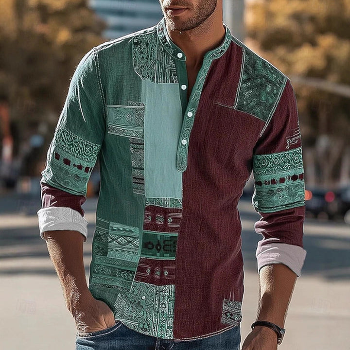 Herren Patchwork-Hemd mit modernem Design und einzigartigen Mustern Echoarchiv