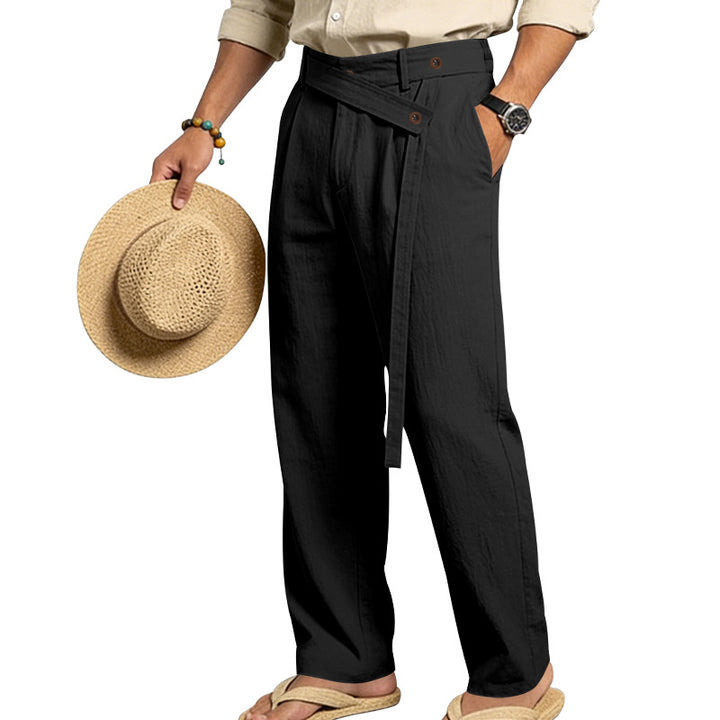 Herren nan weite Leinenhose mit Wickelbund, hoher Taille und legerem Bein Echo Archiv