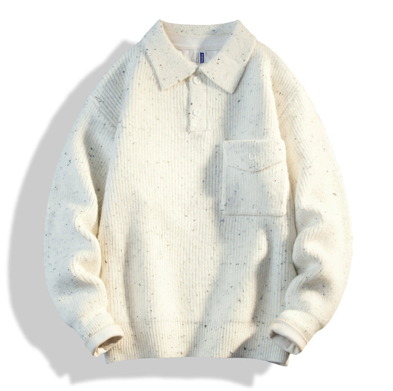 Herren Oversize-Strick-Polo mit Brusttasche & gerippter Struktur Echoarchiv