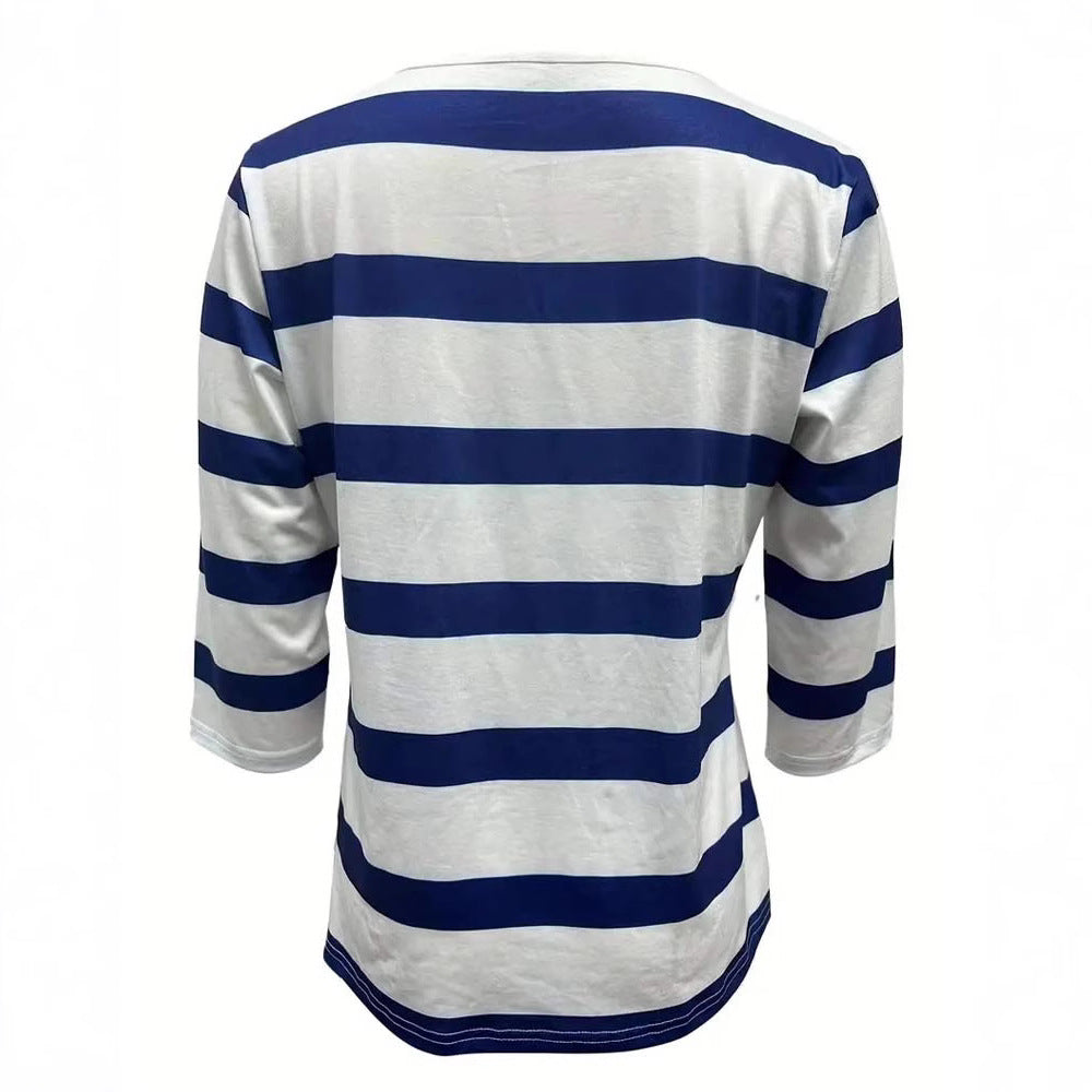 Damen Langarmshirt mit Maritimem Streifenmuster Echoarchiv