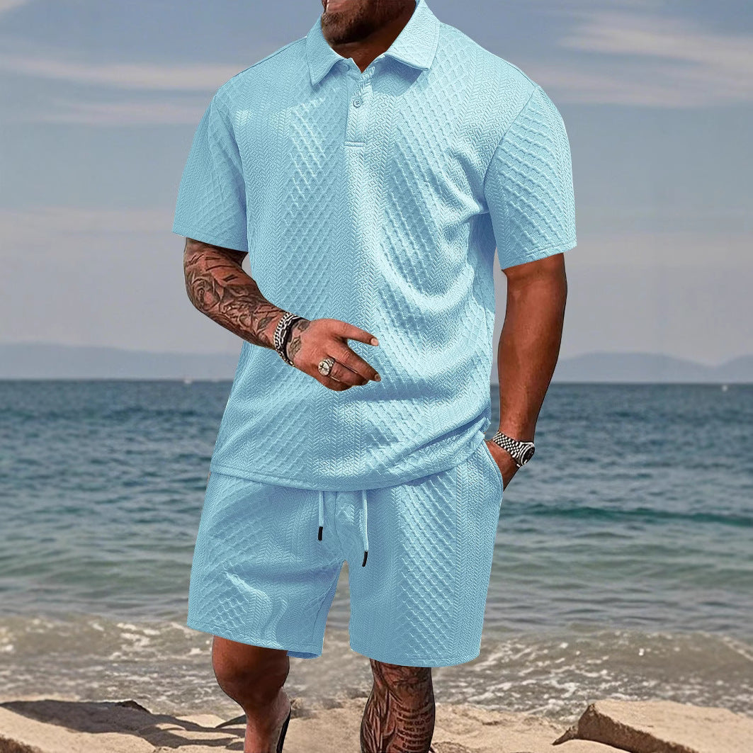 Herren Polo-Shorts-Set im strukturierten Design Echoarchiv