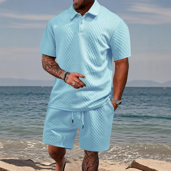 Herren Polo-Shorts-Set im strukturierten Design Echoarchiv