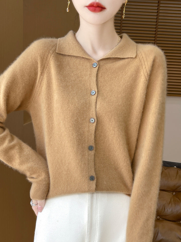 Damen Kuscheliger Reverskragen-Cardigan im Kaschmir-Look mit Mohair-Effekt Echoarchiv