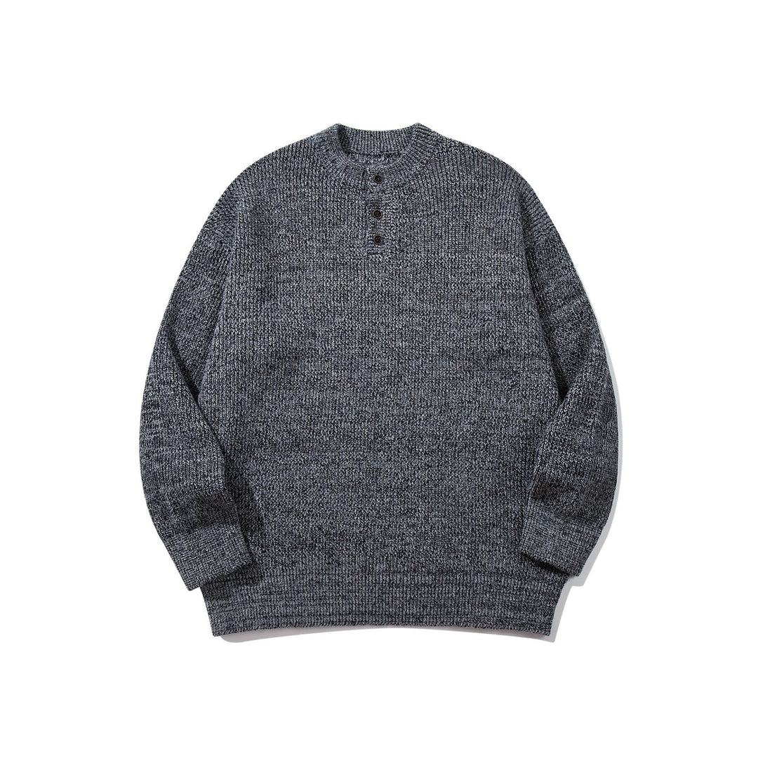 Herren Grobstrick-Henleypullover mit halber Knopfleiste und Rippbündchen Echoarchiv