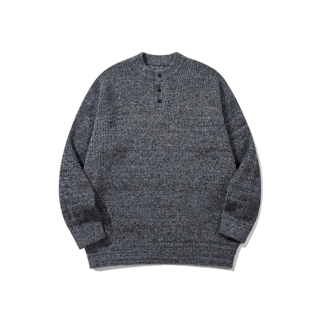 Herren Grobstrick-Henleypullover mit halber Knopfleiste und Rippbündchen Echoarchiv