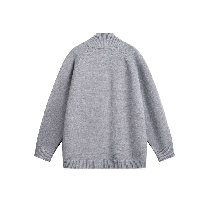 Unisex Cardiganjacke mit hohem Rippkragen, durchgehender Knopfleiste und Eingrifftaschen Echoarchiv