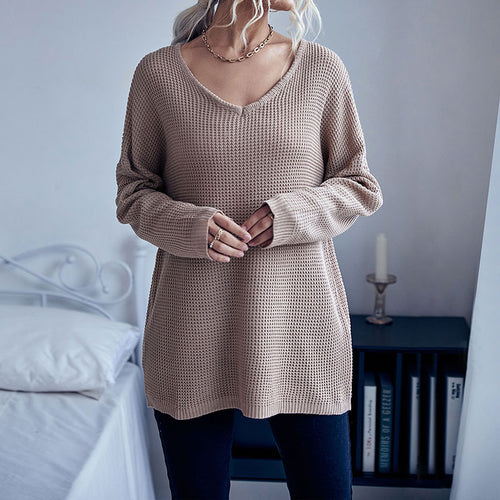 Damen Oversize Waffelstrick-Pullover mit One-Shoulder-Schnitt und lässigem Saum Echoarchiv