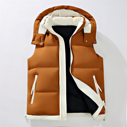 Damen Urban Puffer Weste mit abnehmbarem Kapuze, kontrastierendem Besatz und verdecktem Zwei-Wege-Reißverschluss – Avérine