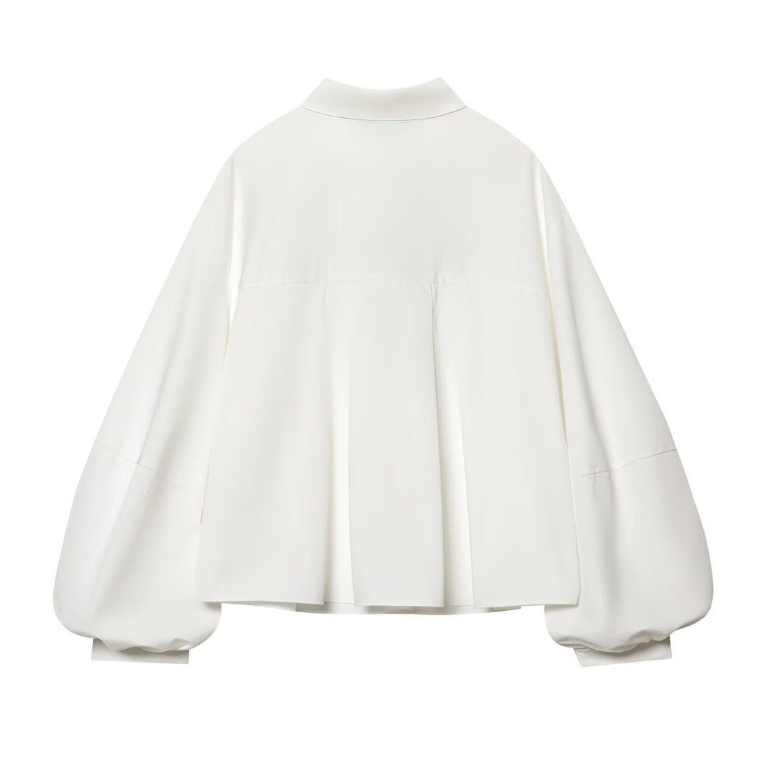 Damen weit geschnittene Oversize-Bluse mit Ballonärmeln und Hemdblusenkragen Echo Archiv