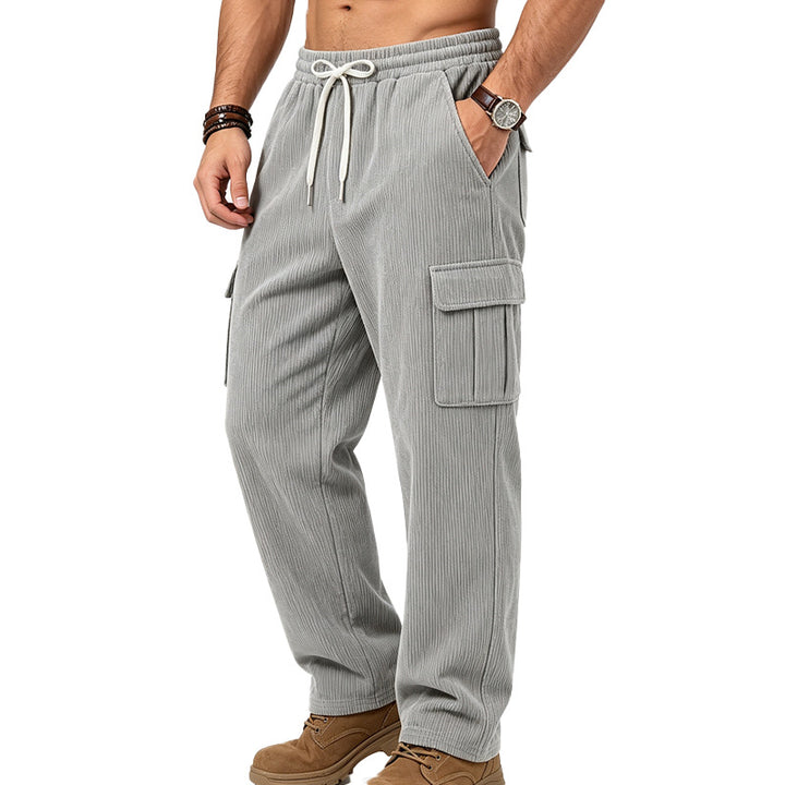 Herren Cord-Cargo-Hose mit Tunnelzug, geradem Schnitt und Multifach-Taschen Echoarchiv