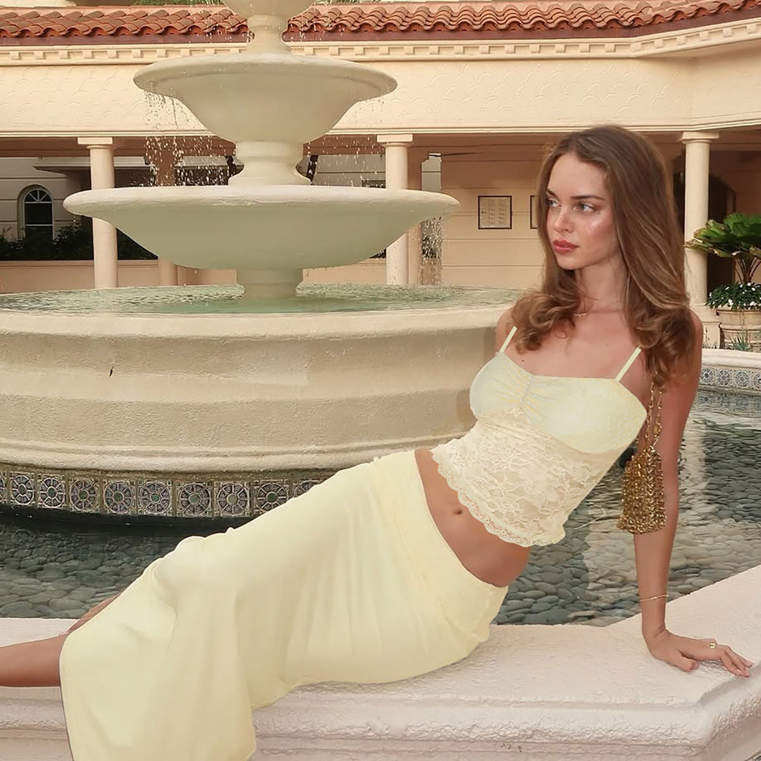 Damen Elegantes zweiteiliges Set mit Spitzenoberteil und schmalem Rock Echo Archiv