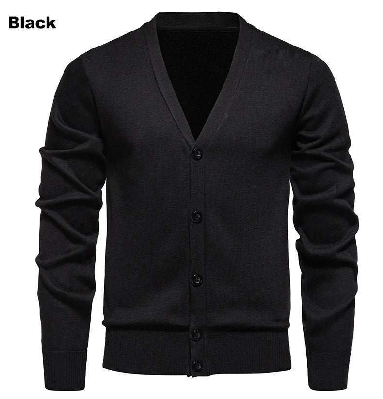 Herren kuschelige Strickjacke mit V-Ausschnitt und Knopfleiste Echoarchiv