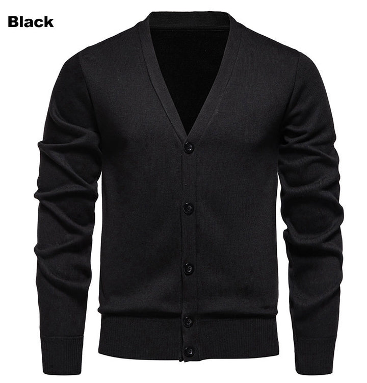 Herren kuschelige Strickjacke mit V-Ausschnitt und Knopfleiste Echoarchiv