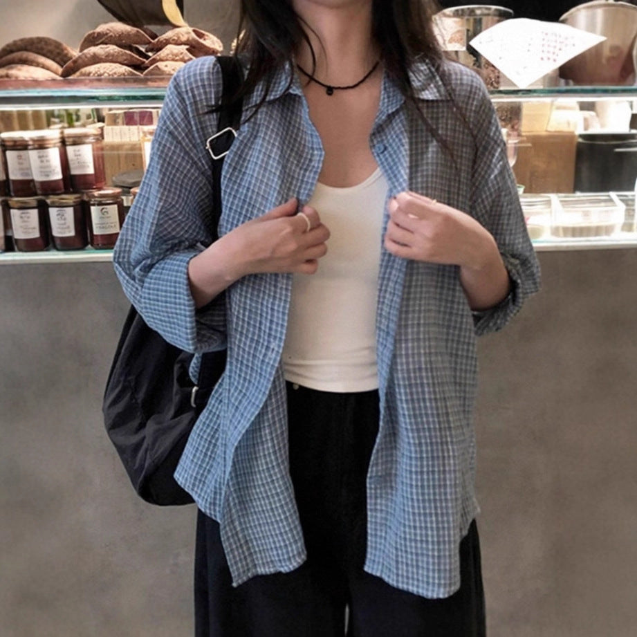 Damen Lockeres Karo-Hemd im Vintage-Look mit kastiger Oversize‑Silhouette – Élovi