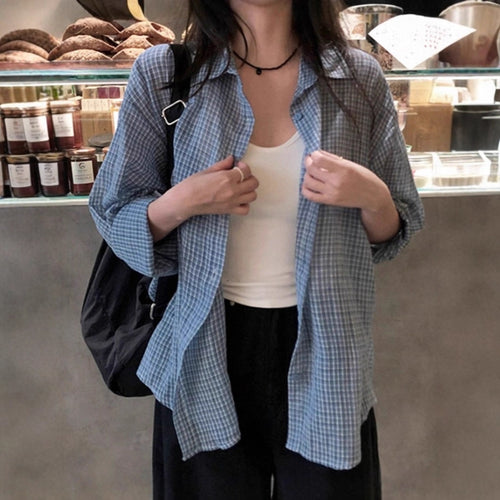 Damen Lockeres Karo-Hemd im Vintage-Look mit kastiger Oversize‑Silhouette – Élovi