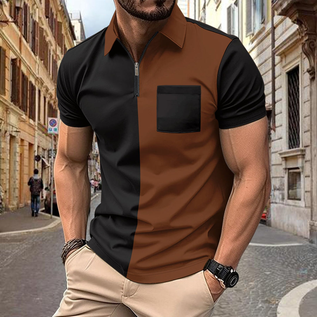 Herren Polohemd mit modernem Zip-Kragen und praktischer Brusttasche Echoarchiv