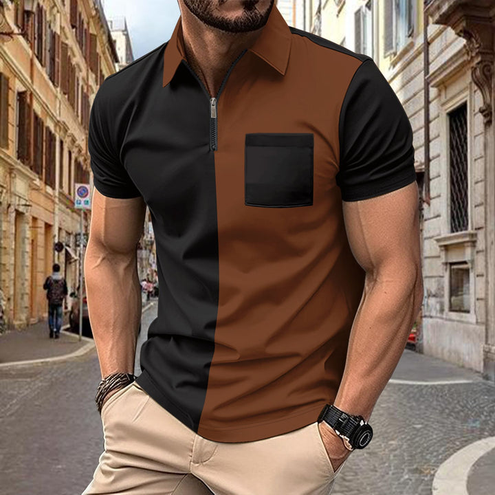 Herren Polohemd mit modernem Zip-Kragen und praktischer Brusttasche Echoarchiv