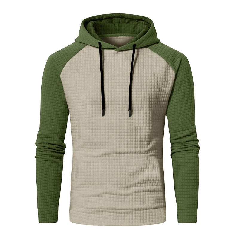 Herren Texturiertes Kapuzen‑Sweatshirt mit Waffelstruktur und Raglanärmeln – Cavarno