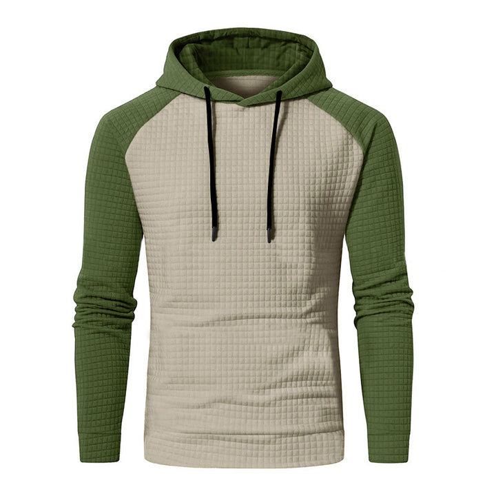 Herren Texturiertes Kapuzen‑Sweatshirt mit Waffelstruktur und Raglanärmeln – Cavarno