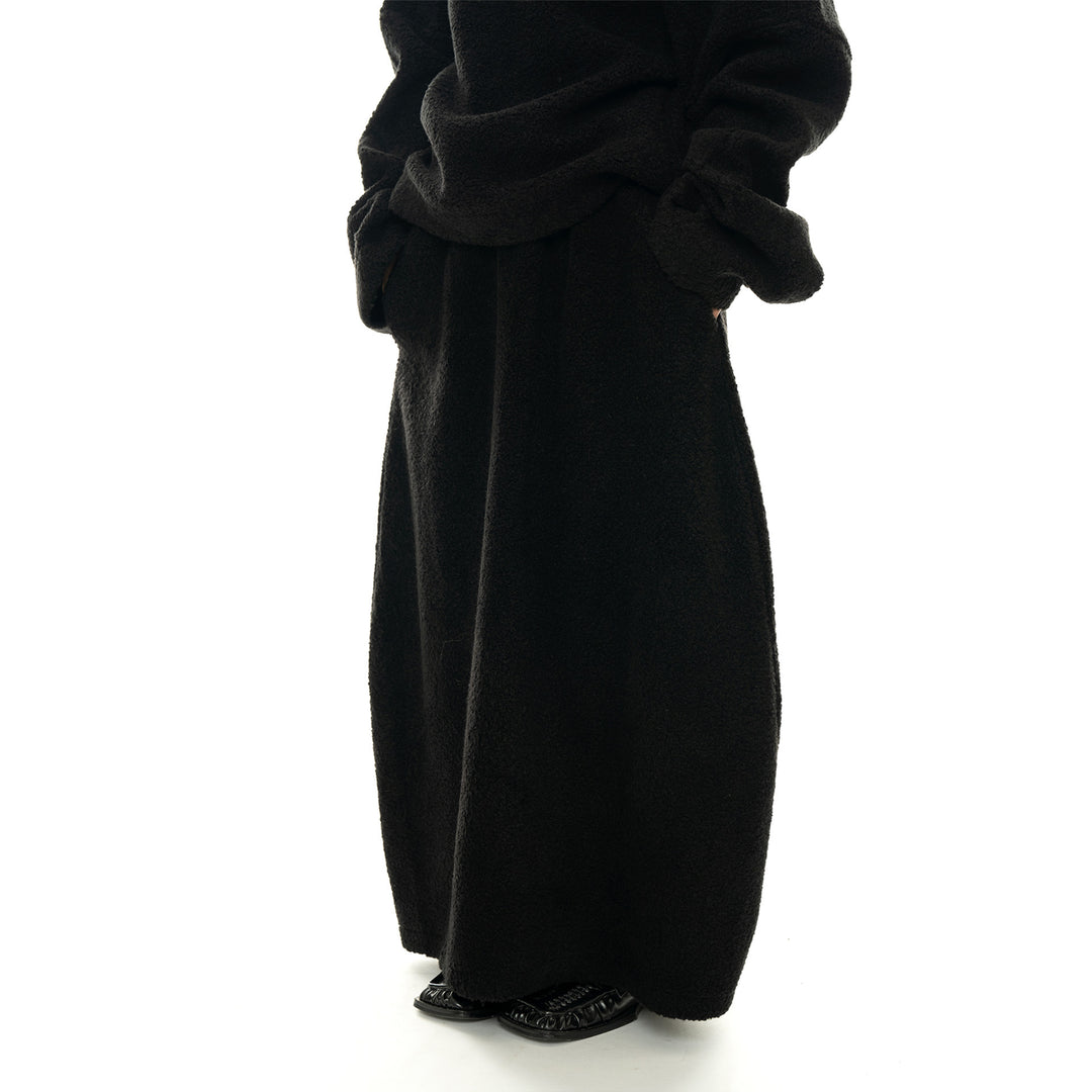 Damen Maxi-Rock aus Teddy‑Fleece mit hohem Elastbund und weitem Fall Echoarchiv