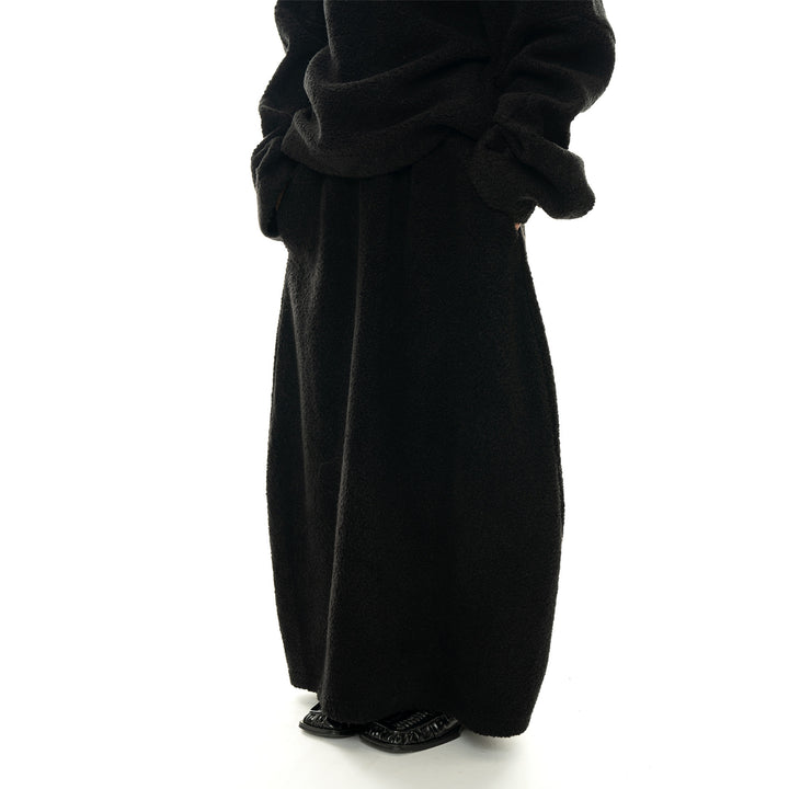 Damen Maxi-Rock aus Teddy‑Fleece mit hohem Elastbund und weitem Fall Echoarchiv