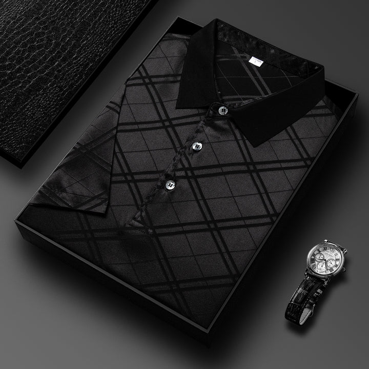 Herren elegantes Kurzarm-Polohemd mit modernem Strukturdesign Echoarchiv