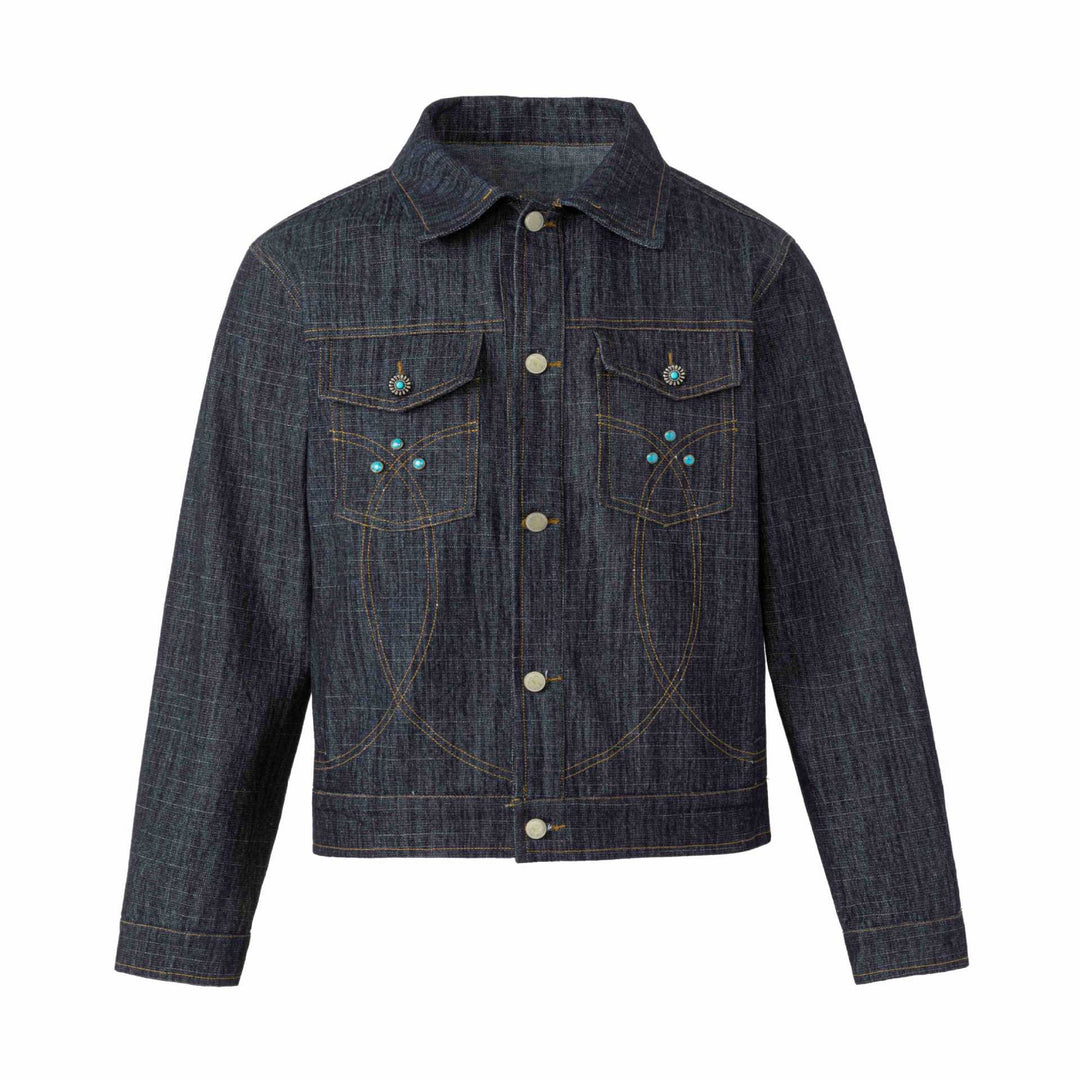 Damen Jeansblouson mit dekorativen Nieten und präzisen Ziernähten Echoarchiv