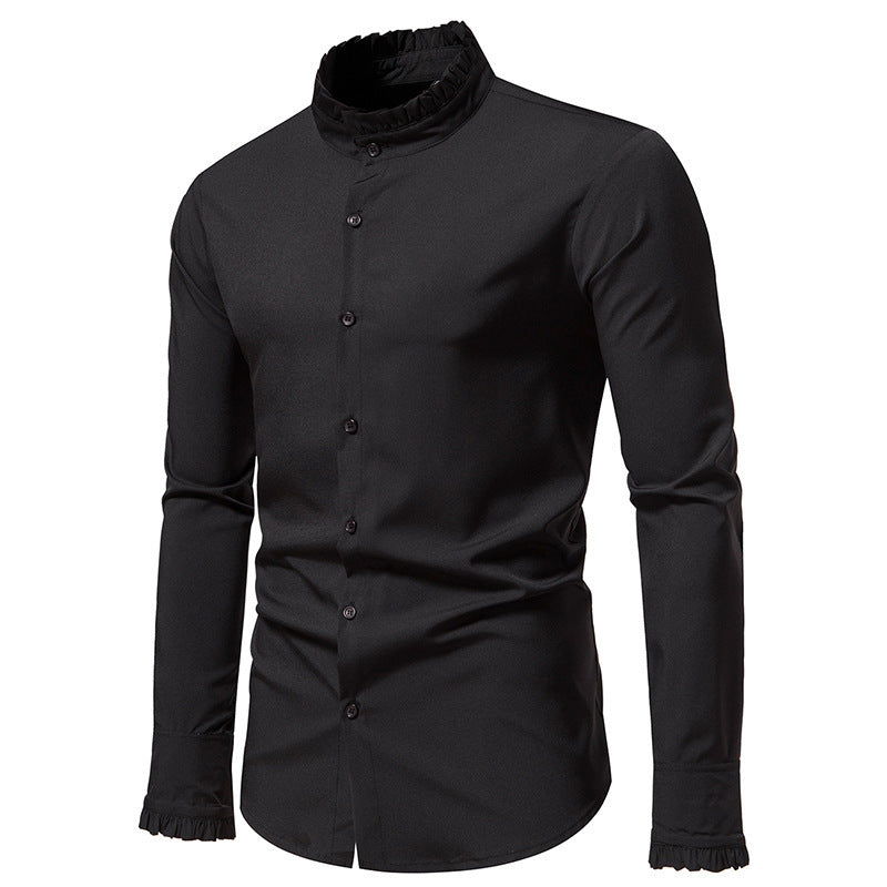 Herren Elegantes Langarmhemd mit Rüschendetails Echoarchiv