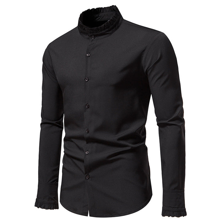 Herren Elegantes Langarmhemd mit Rüschendetails Echoarchiv