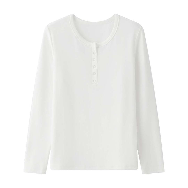Damen Langärmeliges Henley-Shirt mit Druckknopfleiste Echoarchiv