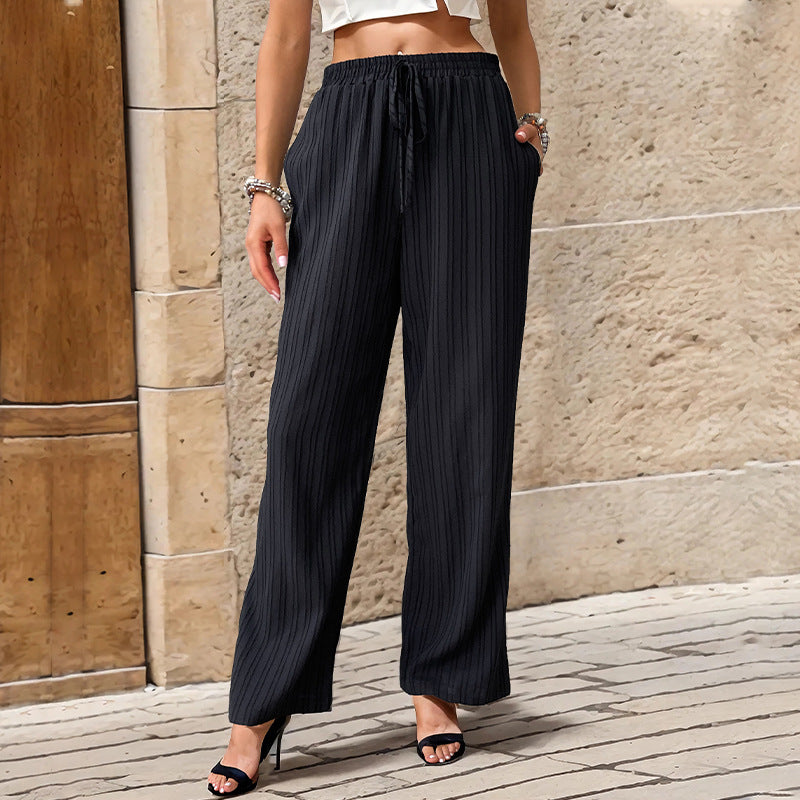 Damen Plissierte Leichte Weite-Hose mit Gummibund und Seitentaschen Echoarchiv