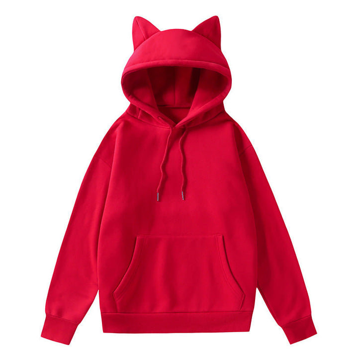 Damen Kapuzenpullover mit Katzenohren und weichem Innenfutter Echoarchiv