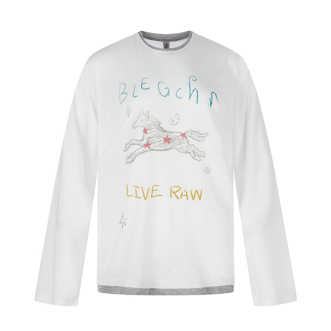 Damen Langarmshirt mit illustrativem Pferde‑Print und Lagenoptik Echoarchiv