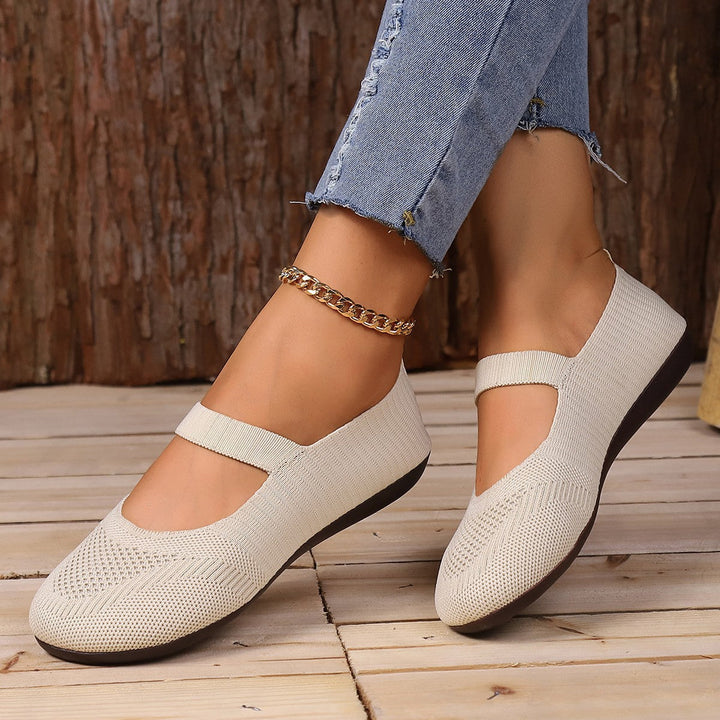 Damen Komfortable Ballerinas mit Elastischem Riemendesign und Atmungsaktivem Obermaterial Echoarchiv