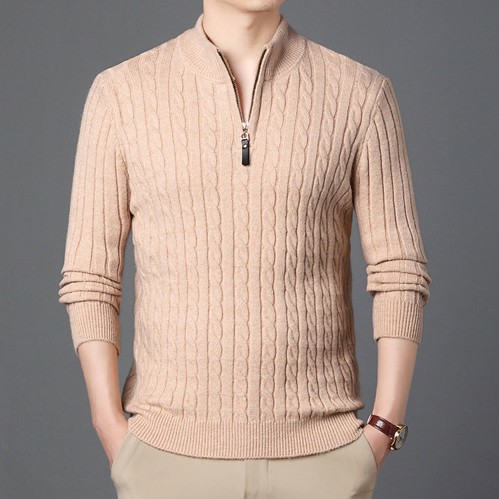 Herren Hochwertiger Strickpullover mit modernem Zipper und Detailstruktur Echoarchiv