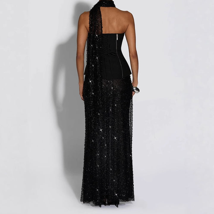 Damen Elegantes Abendkleid mit schimmerndem Oberteil und figurbetontem Rock Echo Archiv