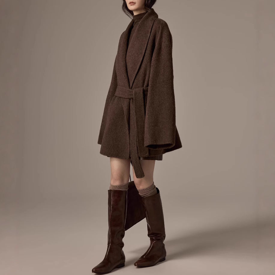 Damen Oversized Wollmantel mit Gürtel Echoarchiv